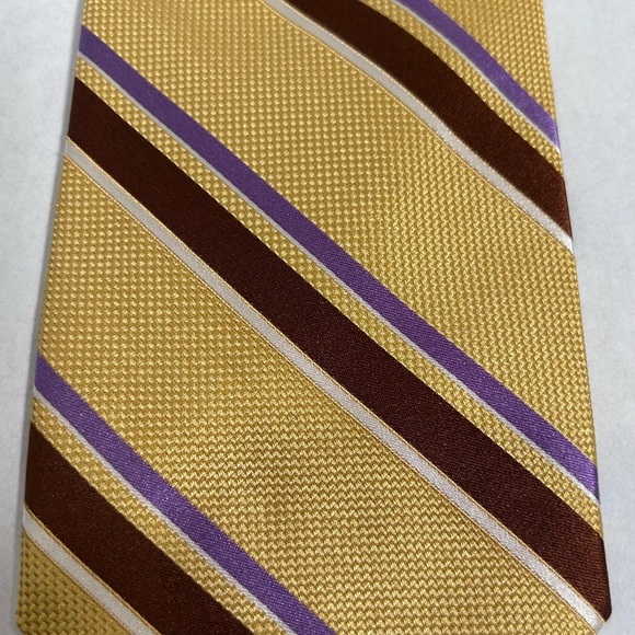 Jos. A. Bank 100% Silk Yellow Striped Tie - Picture 1 of 8